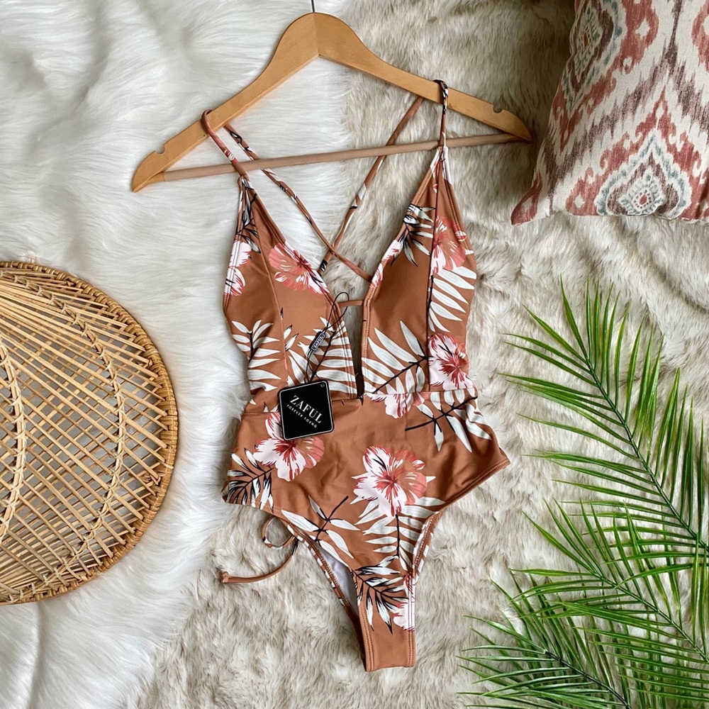 Zaful Floral One Piece Swimsuit 4
